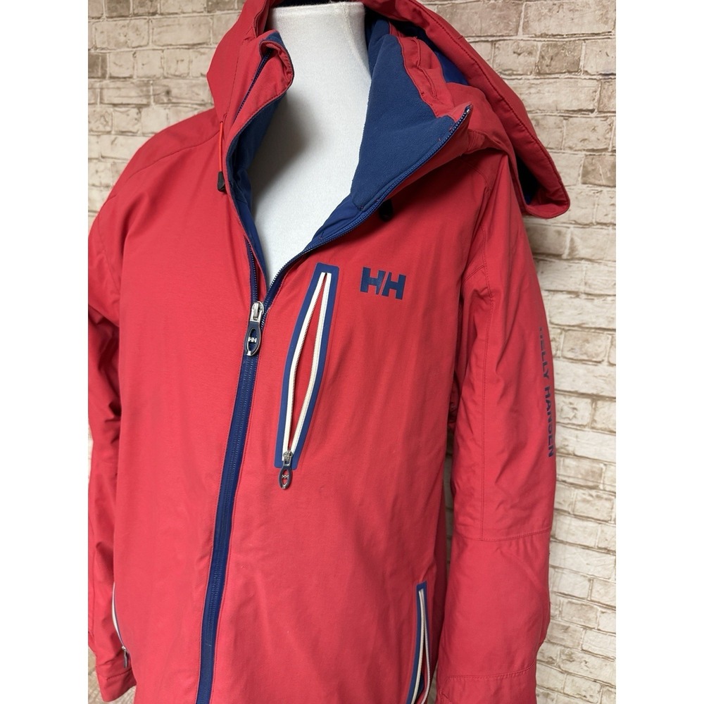 Helly Hansen Ski Jacket Mens Large Red Good RECCO Helly Tech Performance Hooded - Picture 2 of 9